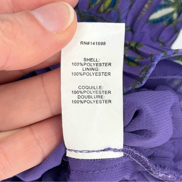 NWT Ramy Brook Printed Malory Ruffle Tank Top Medium Bright Jasmine Purple Smock - Picture 8 of 11